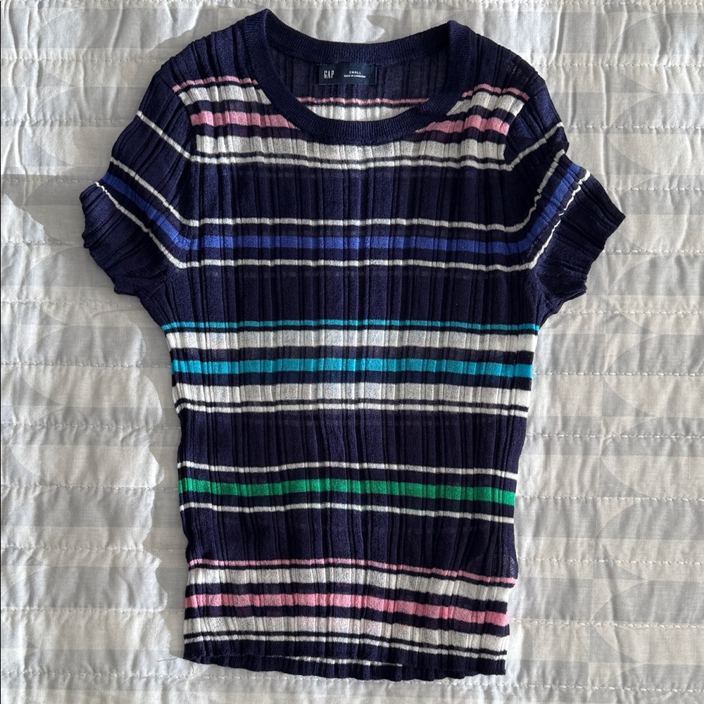 GAP Multicolor Striped Navy Tee